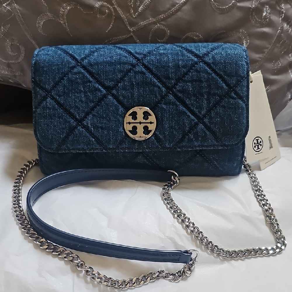 Tory Burch Blue Quilted Crossbody Bag